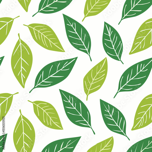 Seamless Tropical Leaf Pattern Vector - Green Banana Leaves Background Illustration