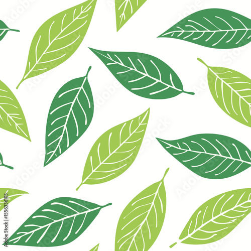 Seamless Tropical Leaf Pattern Vector - Green Banana Leaves Background Illustration