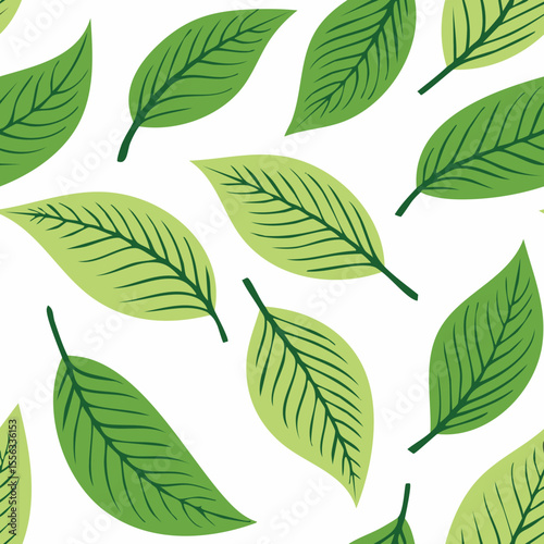 Seamless Tropical Leaf Pattern Vector - Green Banana Leaves Background Illustration