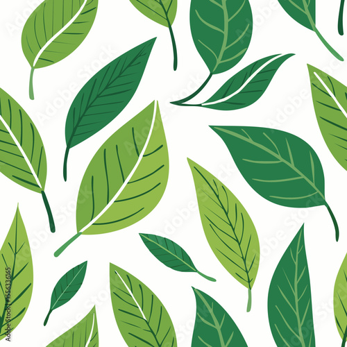 Seamless Tropical Leaf Pattern Vector - Green Banana Leaves Background Illustration
