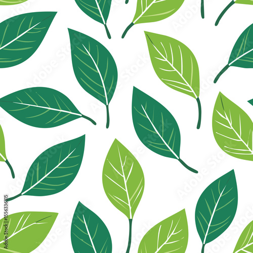 Seamless Tropical Leaf Pattern Vector - Green Banana Leaves Background Illustration