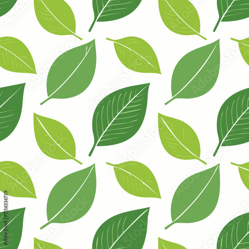 Seamless Tropical Leaf Pattern Vector - Green Banana Leaves Background Illustration