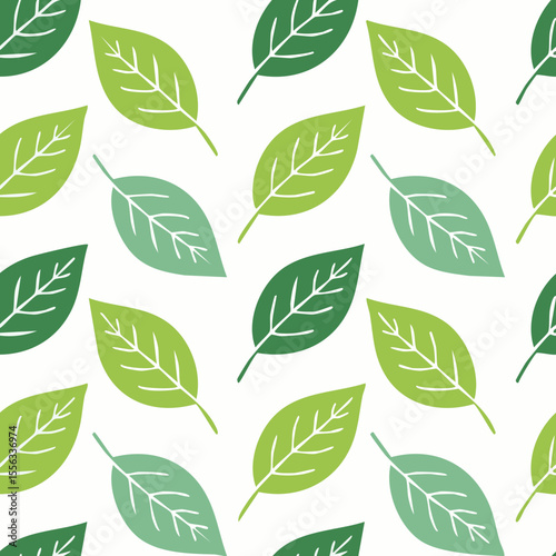 Seamless Tropical Leaf Pattern Vector - Green Banana Leaves Background Illustration