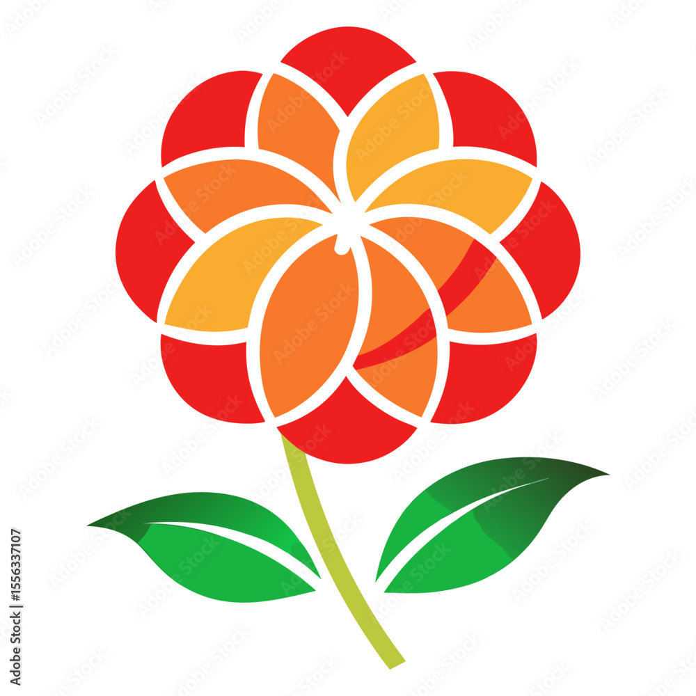 Naklejka premium Simple Flower Icon with White Background for Design and Decoration