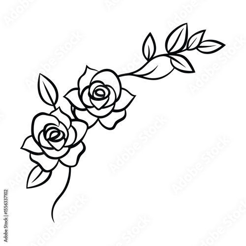 Elegant Rose Border Design with Cat Illustration