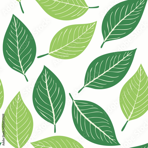 Seamless Tropical Leaf Pattern Vector - Green Banana Leaves Background Illustration
