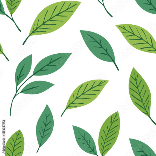 Seamless Tropical Leaf Pattern Vector - Green Banana Leaves Background Illustration