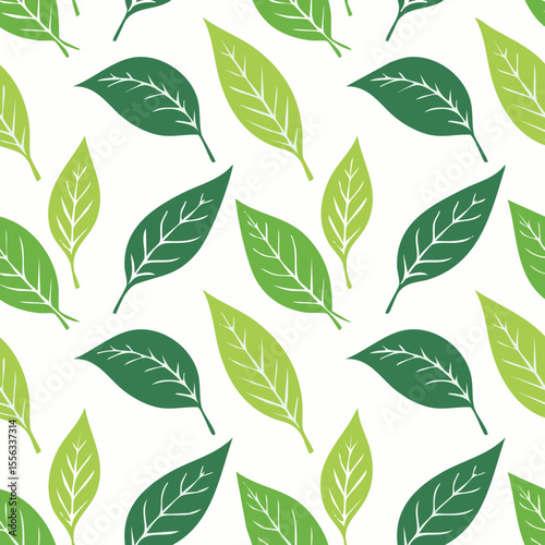Seamless Tropical Leaf Pattern Vector - Green Banana Leaves Background Illustration