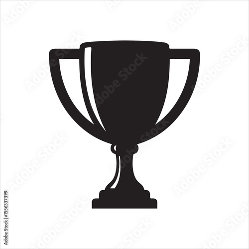 Simple black silhouette of a classic trophy cup on a white background