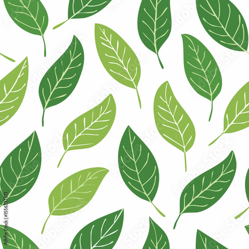 Seamless Tropical Leaf Pattern Vector - Green Banana Leaves Background Illustration