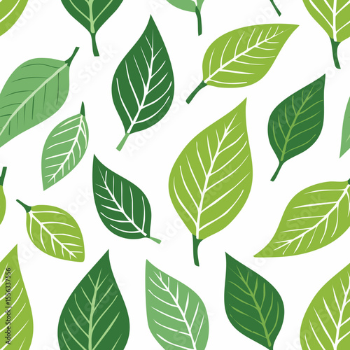 Seamless Tropical Leaf Pattern Vector - Green Banana Leaves Background Illustration