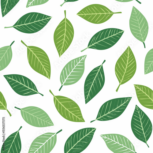 Seamless Tropical Leaf Pattern Vector - Green Banana Leaves Background Illustration