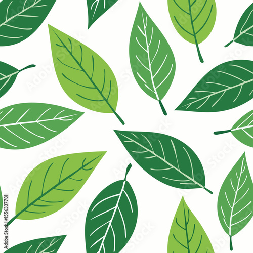 Seamless Tropical Leaf Pattern Vector - Green Banana Leaves Background Illustration
