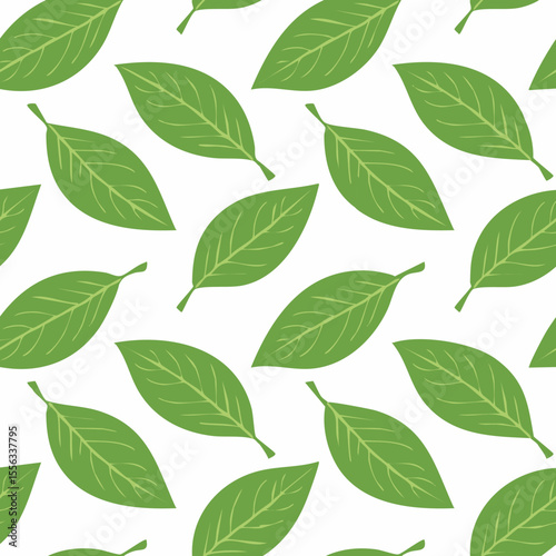 Seamless Tropical Leaf Pattern Vector - Green Banana Leaves Background Illustration