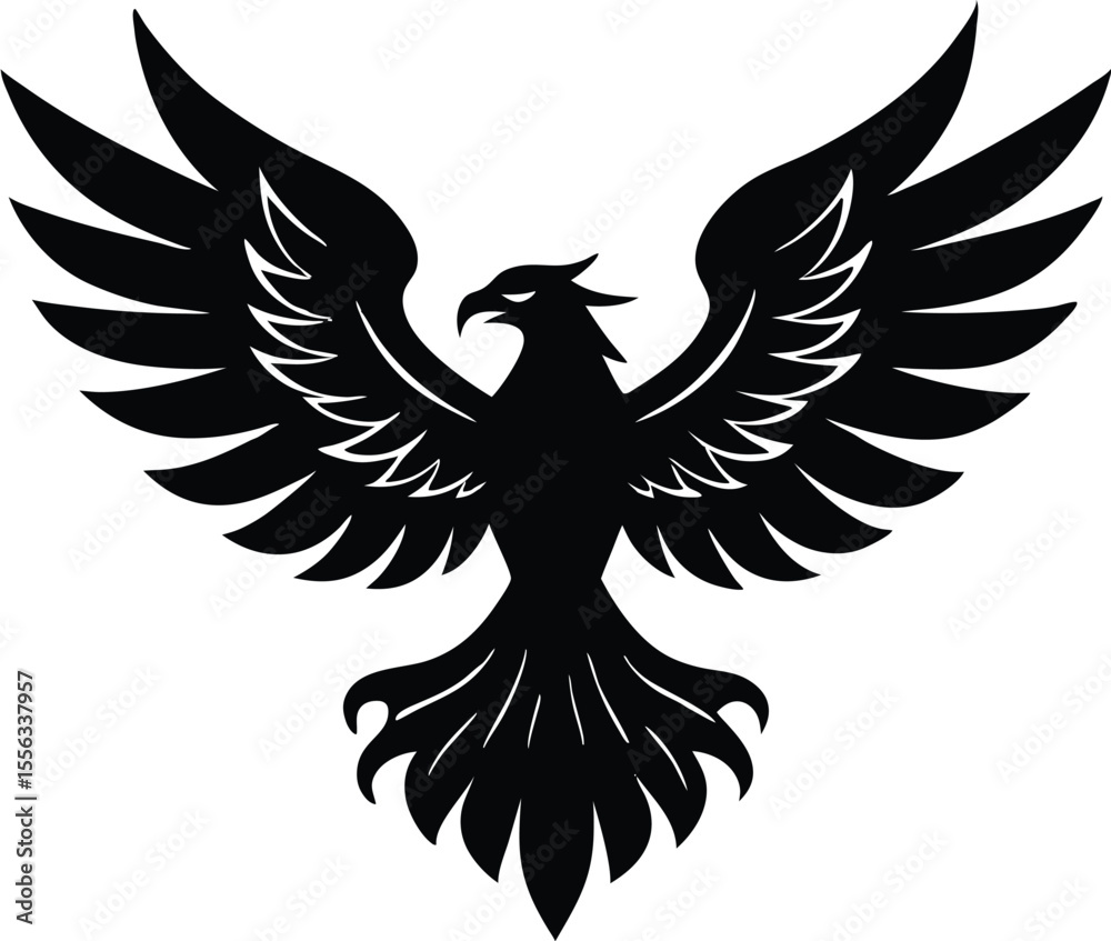 Fototapeta premium Bold graphic silhouette of a majestic eagle isolated on white background