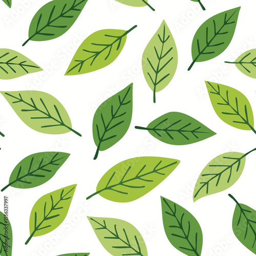 Seamless Tropical Leaf Pattern Vector - Green Banana Leaves Background Illustration