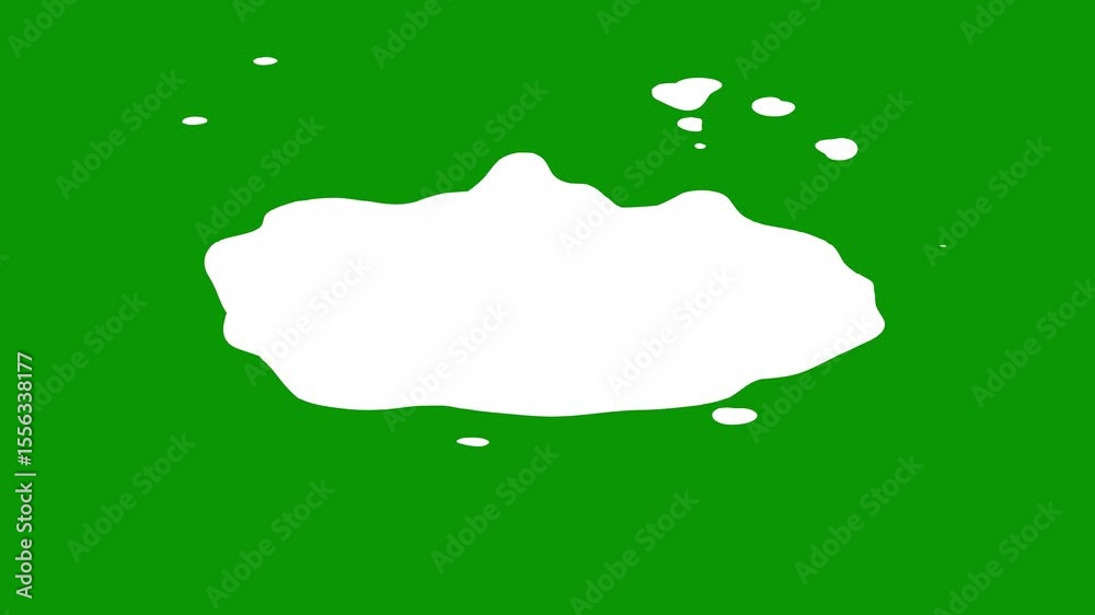 A white cat on green background and with spot paint splash an apple logo screen outline it green screen animated chromakey background expression layers frame composition illustration