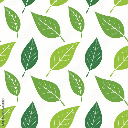 Seamless Tropical Leaf Pattern Vector - Green Banana Leaves Background Illustration