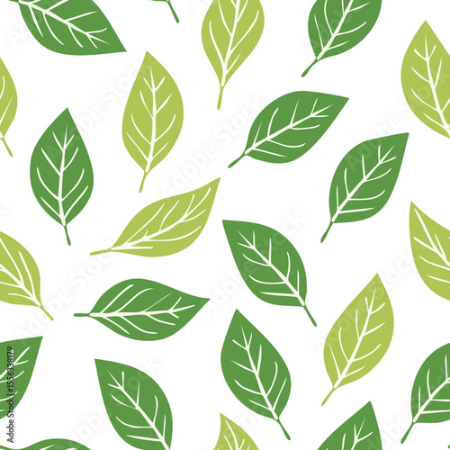 Seamless Tropical Leaf Pattern Vector - Green Banana Leaves Background Illustration