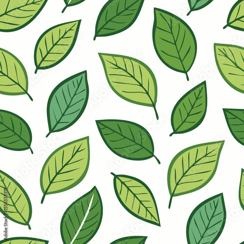 Seamless Tropical Leaf Pattern Vector - Green Banana Leaves Background Illustration
