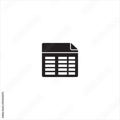 Simple black icon representing a spreadsheet document with rows and columns