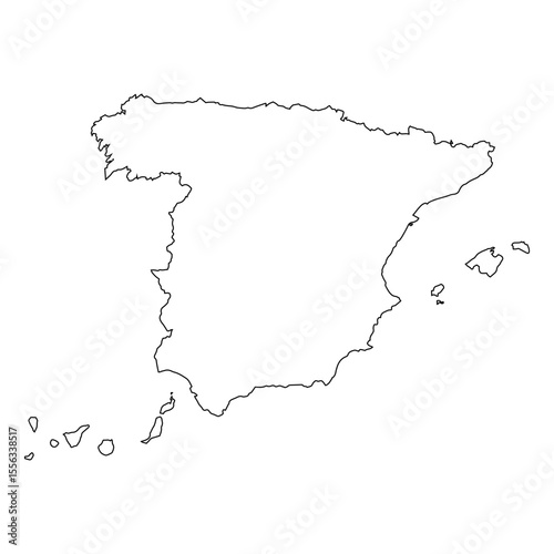 vector map of Spain isolated on a transparent background, Detailed map of Spain