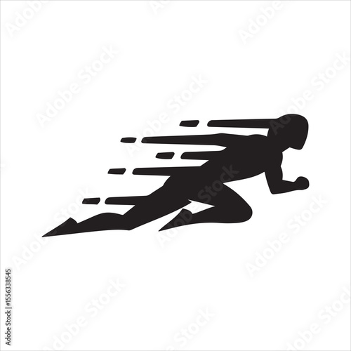 Dynamic silhouette of a sprinter in motion with streaks