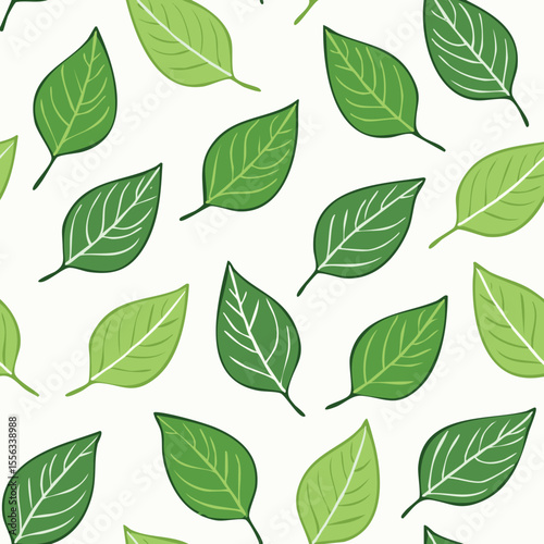 Seamless Tropical Leaf Pattern Vector - Green Banana Leaves Background Illustration