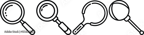 Collection of Four Different Magnifying Glass Icons, Search and Discover Concept