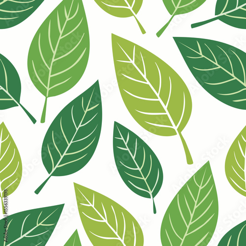Seamless Tropical Leaf Pattern Vector - Green Banana Leaves Background Illustration