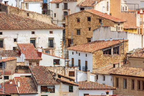 Bilde på lerret Detailed view of the houses of Cortes de Arenoso, Castellón, Spain
