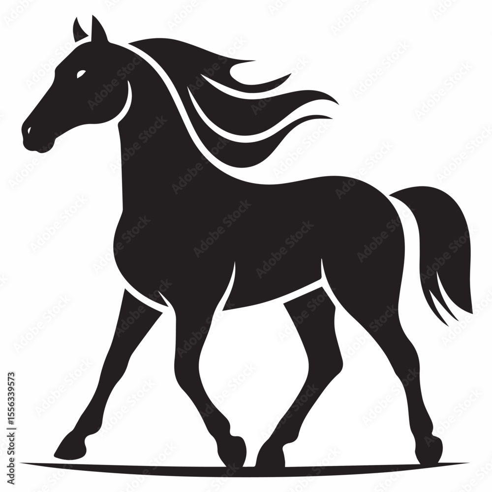 Obraz premium Minimal Horse Logo Design – Silhouette Style Vector Animal Icon, Elegant Line Art Graphic, Modern Equestrian Branding Symbol for Businesses