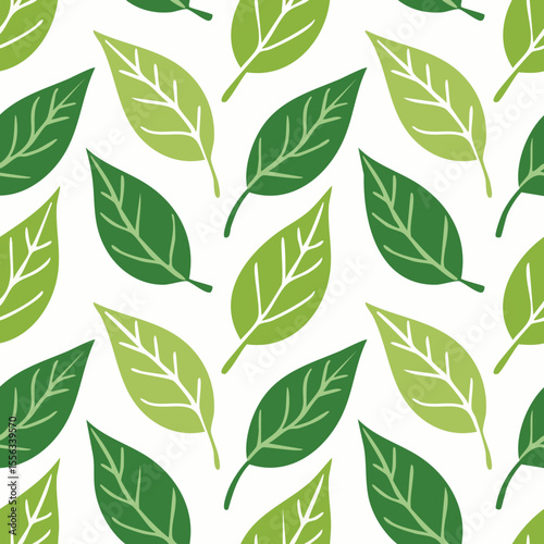 Seamless Tropical Leaf Pattern Vector - Green Banana Leaves Background Illustration