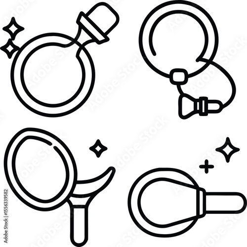 Sparkling Clean: A Set of Four Line Art Cleaning Icons for...