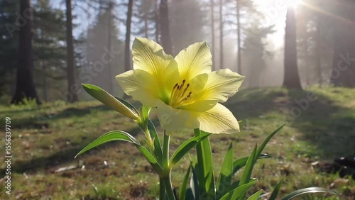 Yellow Daffodils in Early Spring Forest – Cinematic Morning Glow