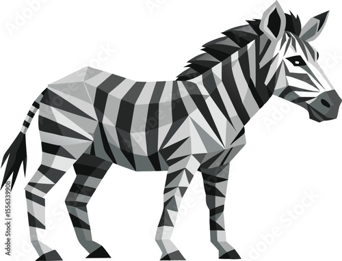 Polygonal Zebra Vector Icon in Low Poly Geometric Style for Animal