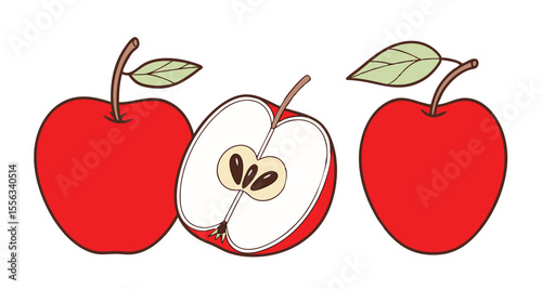 Red apple vector art illustration healthy sweet fruit.