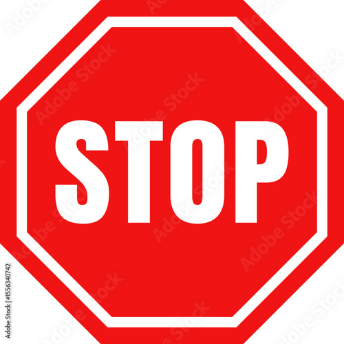 Stop Sign Red Icon Vector Illustration