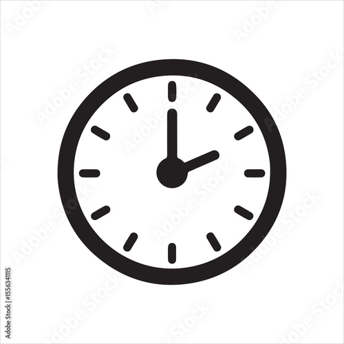 Simple black clock face showing approximately two oclock time