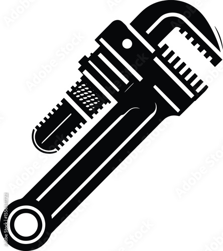 Pipe wrench tool silhouette vector illustration isolated on a white background