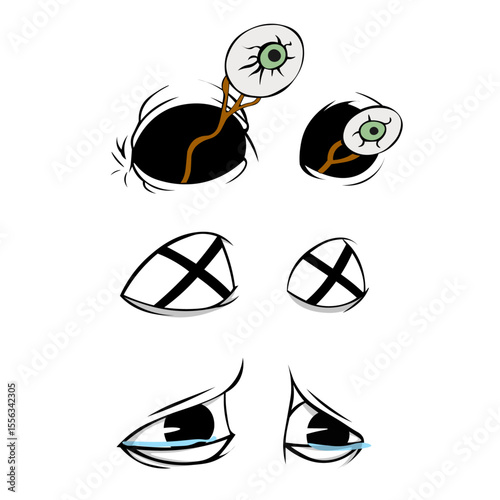 Mysterious Eye Expressions: Exploring various stylized eye illustrations, revealing a spectrum of emotions, from curiosity to melancholy.