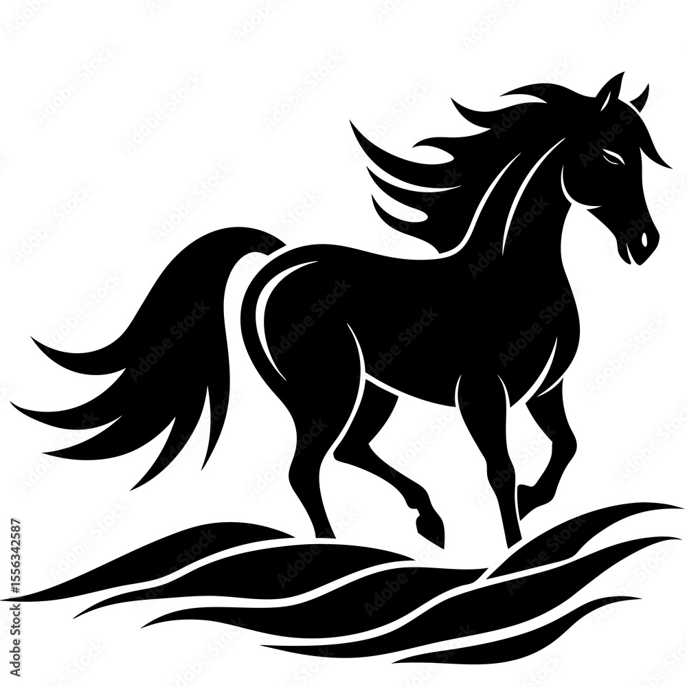 Fototapeta premium horse vector illustration silhouette on white background