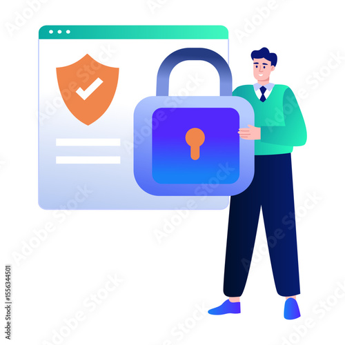 A flat style illustration depicting encryption