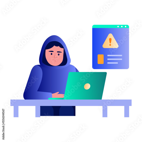 A flat style illustration depicting cyber threat
