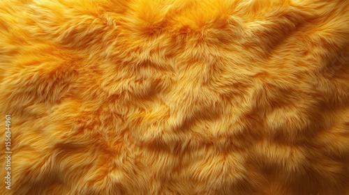 Close up of vibrant orange and yellow faux fur fabric, soft and fluffy texture, warm and cozy appearance, suitable for clothing or decorative purposes, with rich, lively color palette