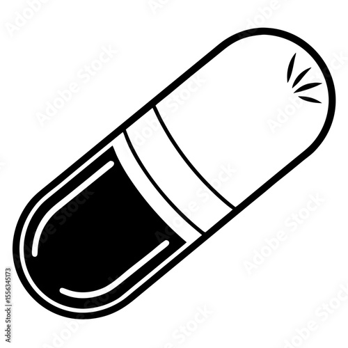 Health Capsule Line Vector