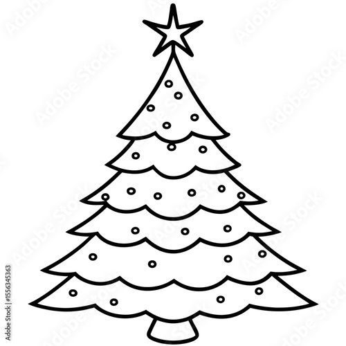 Minimalist Christmas Tree Line Art Vector
