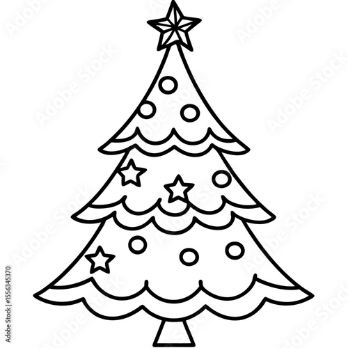 Minimalist Christmas Tree Line Art Vector