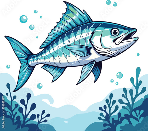 Cute cartoon a illustrator vector barracuda