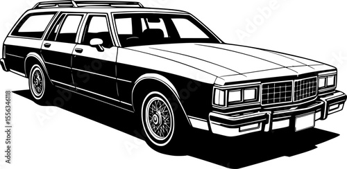 Vintage station wagon, Old School Estate Car vector illustration